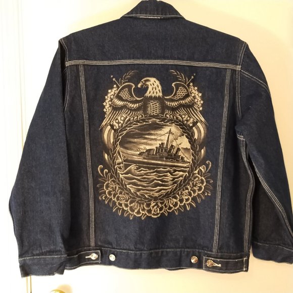 Store Close Mid Of Nov!!Black Market Art Company Eagle Denim Jacket - Picture 7 of 8